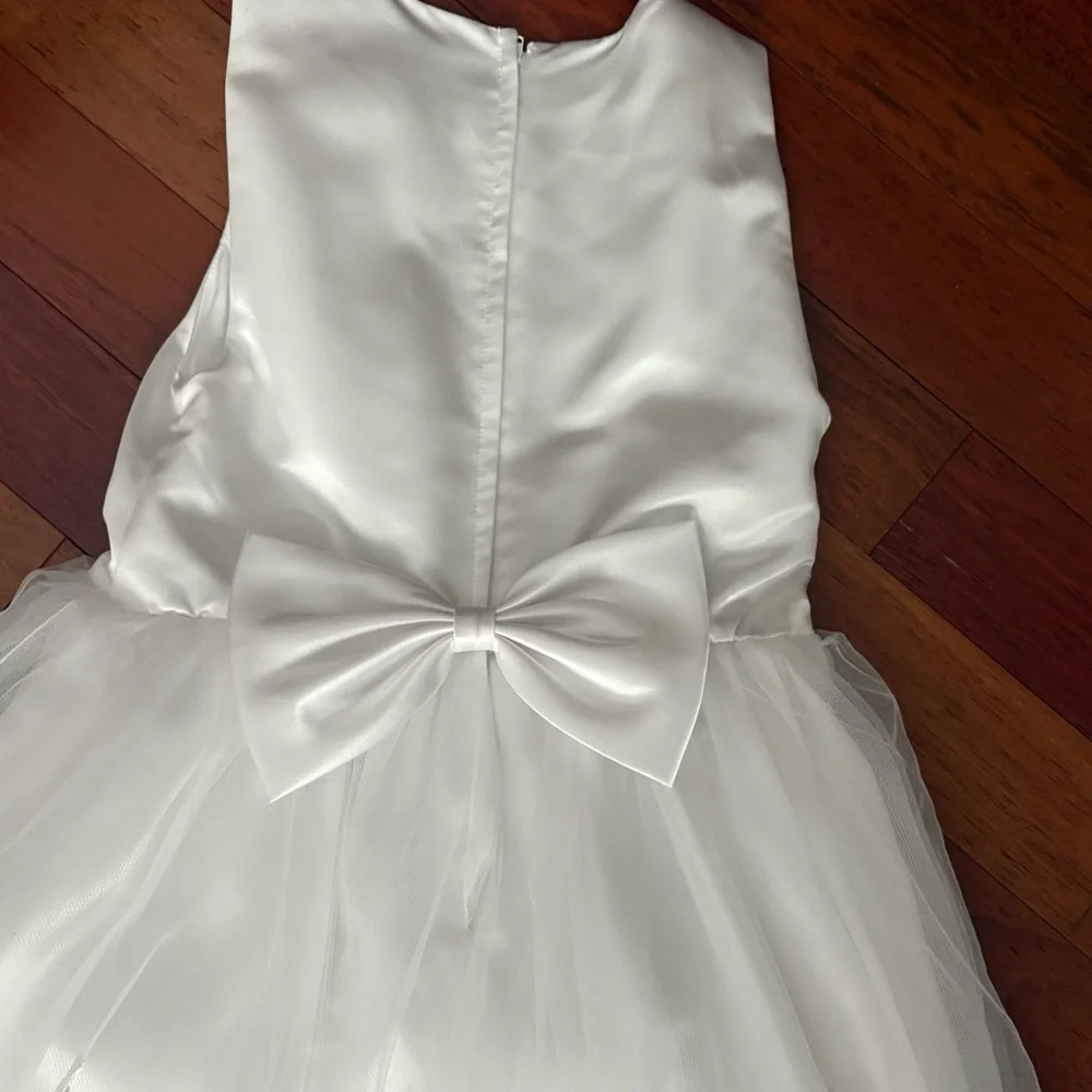 Santa Monica Girls 14 Flower Girl Dress White Formal Communion Beaded Bridal